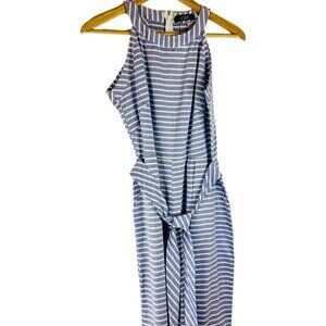 CBR Blue & White Striped Cotton Jumpsuit - Size L NWT